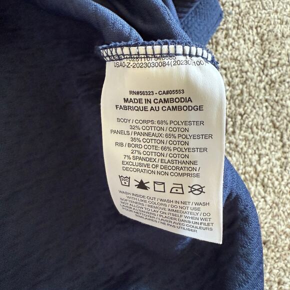 Women Yoga Nike Therma-Fit Mock Neck Long Sleeve Pullover Sweater Navy Blue XXL - Picture 7 of 8